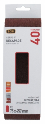 Bande sans fin abrasive - 75 x 457 mm - Grain 40 - Lot de 3 - SCID