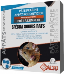 Appât raticide et souricide - Pâtes fraîches - Brodifacoum - 150 grs - ALTO