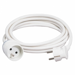 Rallonge pour une fiche avec terre - plastique - 5 m - H05 VV-F 3G 1,5 mm² - Blanc - LEGRAND