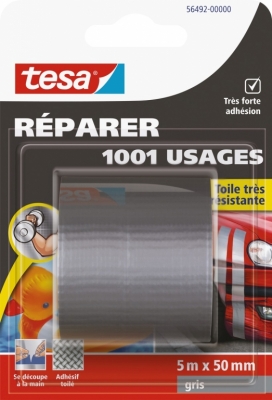 Ruban adhésif réparation - 1001 usages - 5 M x 50 mm - Gris - TESA