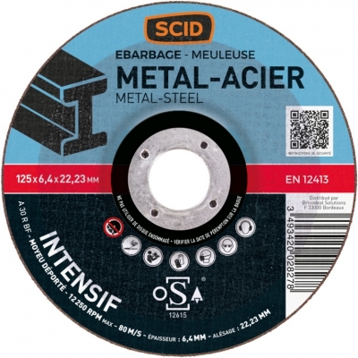 Disque à ébarder - Usage intensif - Spécial métaux - 125 mm - SCID