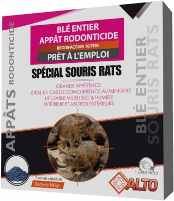 Appât raticide et souricide - Grain de blé entier - 140 grs - ALTO