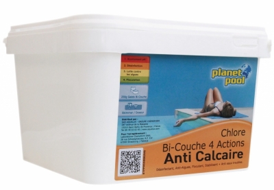 Chlore désinfectant bi-couche - 4 actions - Anti-Calcaire - PLANET POOL