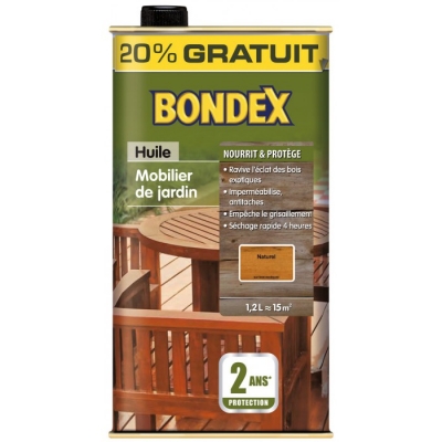 Huile Teck pour rénovation bois - Ravive et protège - 1.2 L - BONDEX