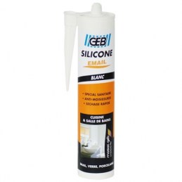 Mastic silicone pour joint sanitaire - 250 ml - Blanc - GEB