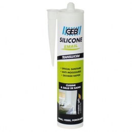 Mastic silicone pour joint sanitaire - 250 ml - Translucide - GEB
