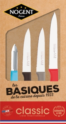 Coffret Classic polypro de 3 couteaux + 1 éplucheur - Les Basiques - Rainbow - NOGENT