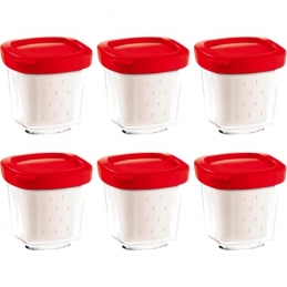 6 pots yaourtière multi délices express couvercle rouge - XF100501 - SEB
