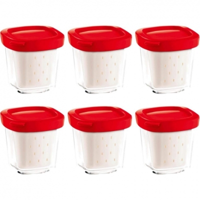 6 pots yaourtière multi délices express couvercle rouge - XF100501 - SEB