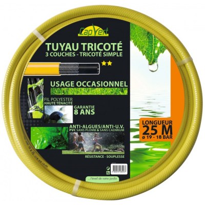 Tuyau tricoté 3 couches TP - 25 m x 19 mm - CAP VERT