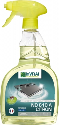 Dégraissant et désinfectant alimentaire - Prêt à l'emploi - Citron - 750 ml - LE VRAI PROFESSIONNEL