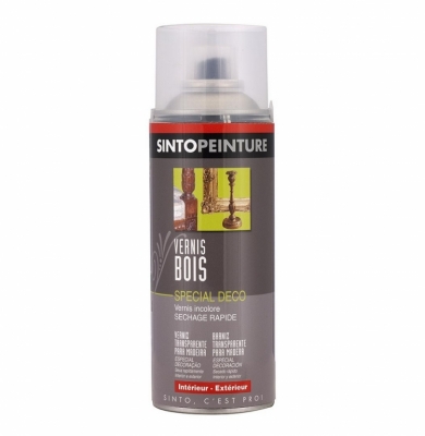 Vernis bois en aérosol - Incolore Satiné - 400 ml - SINTO