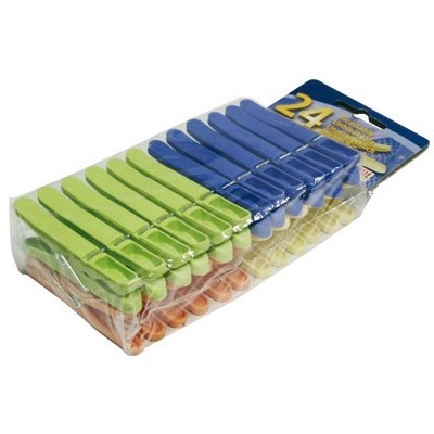 Lot de 24 pinces à linges en plastique multicolores - LAGUELLE