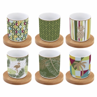 Coffret de 6 tasses à café Tropical - Coffee Mania - Porcelaine - EASY LIFE