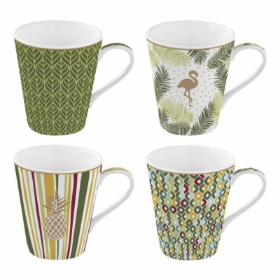 Coffret de 4 tasses à café Tropical - Coffee Mania - Porcelaine - EASY LIFE