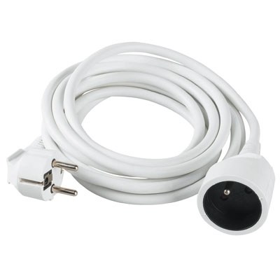 Rallonge câble souple blanc 5 M - 3 x 1.5 mm - DHOME