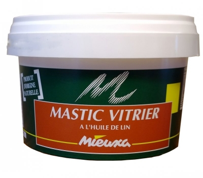 Mastic vitrier à l'huile de lin - Beige - origine naturelle - 1 Kg - MIEUXA
