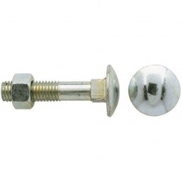 Boulon Japy Tête ronde Collet carré Zingué blanc - Ø12 x 300 mm - Boîte de 12 - GFD