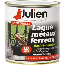 Laque métaux ferreux antirouille - Noir satiné - 500 ml - JULIEN