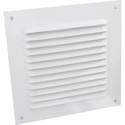 Grille de ventilation avec moustiquaire - métal - Carré - 190 mm - Blanc -DMO