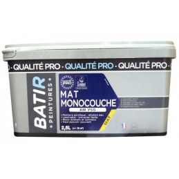 Peinture monocouche - Aspect Mat - Satiné - 2.5 L - BATIR