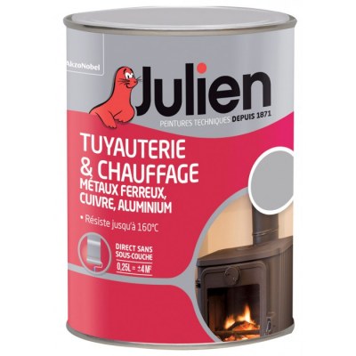 Peinture Tuyauterie et chauffage - Aluminium satiné - 250 ml - JULIEN 