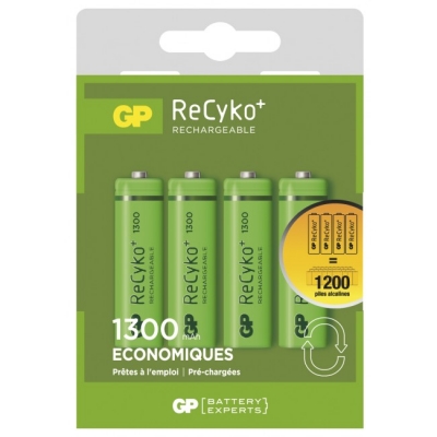4 piles rechargeables - Recyko 130AAHCE-2FRB4 / AA - GP