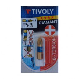 Embout de vissage - Bi-torsion Diamant - PH 3 - Vis Philips 25 mm - TIVOLY