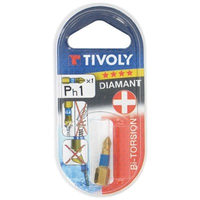 Embout de vissage - Bi-torsion Diamant - PH 1 - Vis Philips 25 mm - TIVOLY