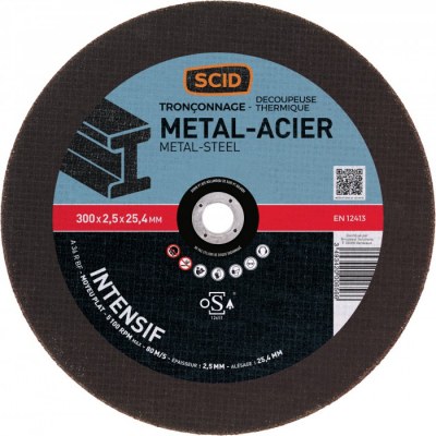 Disque abrasif à moyeu plat métaux Ø 300mm x 2.5 mm - alésage 25.4 mm - SCID