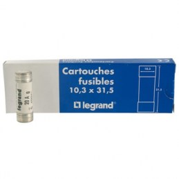 Cartouche domestique cylindrique - 20 A - 31.5 x 10.3 mm - Avec voyant - Lot de 10 - LEGRAND