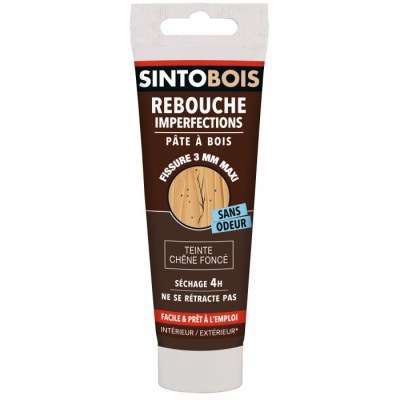 Pâte à bois pour reboucher imperfections et fissures - Chêne foncé - 80 Grs - SINTO