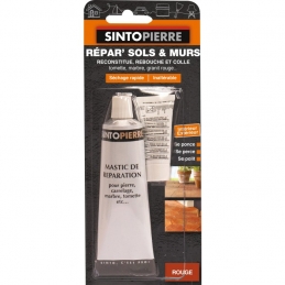 Mastic de réparation pour pierre, carrelage, marbre - Répar’ Sols et Murs - Rouge - 100 Grs - SINTO