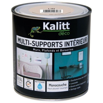 Peinture multi-supports - Intérieur - Satin - Lin - 0.5 L - KALITT