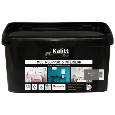 Peinture multi-supports - Intérieur - Satin - Poivre - 2.5 L - KALITT