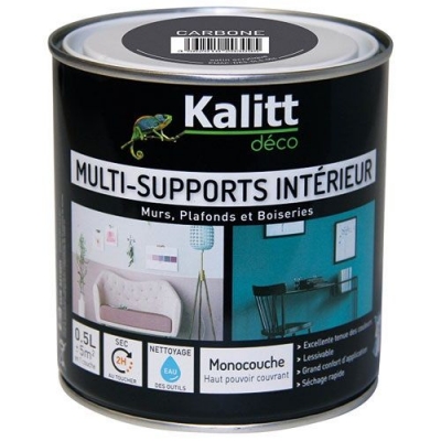 Peinture multi-supports - Intérieur - Satin - Carbone - 0.5 L - KALITT