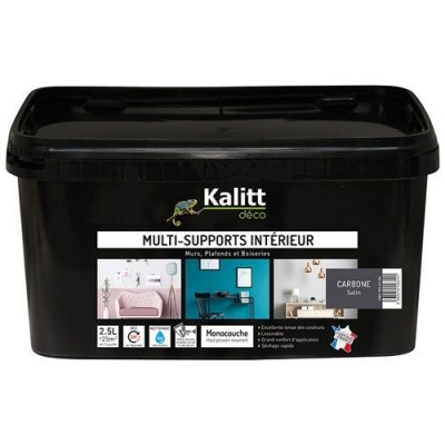 Peinture multi-supports - Intérieur - Satin - Carbone - 2.5 L - KALITT