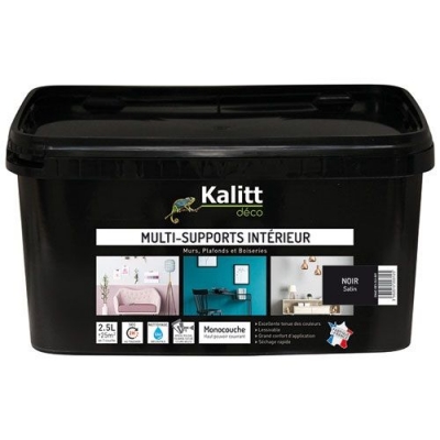 Peinture multi-supports - Intérieur - Satin - Noir - 2.5 L - KALITT