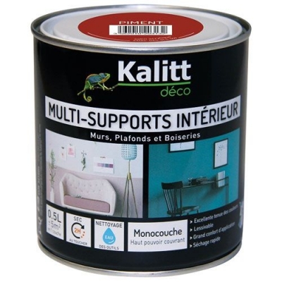 Peinture multi-supports - Intérieur - Satin - Piment - 0.5 L - KALITT