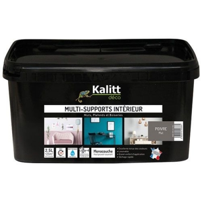 Peinture multi-supports - Intérieur - Mat - Poivre - 2.5 L - KALITT