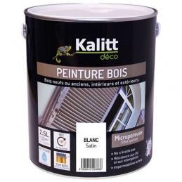 Peinture bois - Microporeuse - Satin - Blanc - 2.5 L - KALITT