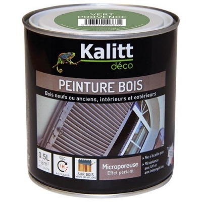 Peinture bois - Microporeuse - Satin - Vert provence - 0.5 L - KALITT