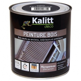 Peinture bois - Microporeuse - Satin - Gris galet - 0.5 L - KALITT