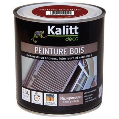 Peinture bois - Microporeuse - Satin - Rouge basque - 0.5 L - KALITT