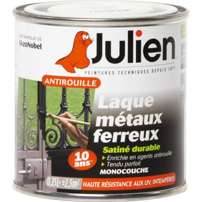 Laque métaux ferreux antirouille - Blanc satiné - 250 ml - JULIEN