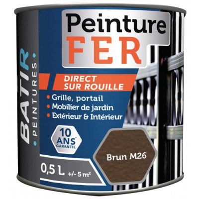 Peinture fer - Martelé - Brun - 0.5 L - BATIR