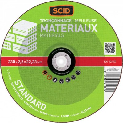 Disque à tronçonner - Usage Standard - 230 x 2.5 mm - SCID