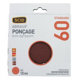 Disque corindon auto-agrippant 125 mm 8T - Grain 60 - Lot de 5 - SCID