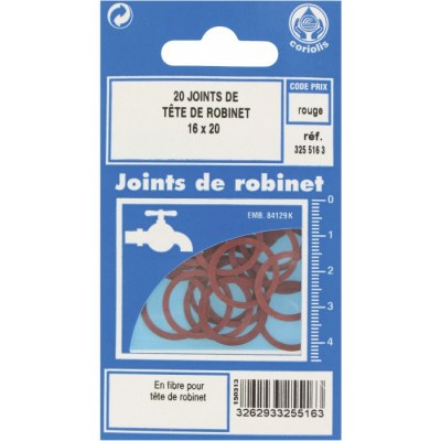 Joint en fibre pour tête de robinet - Ø16 x 20 mm - Lot de 20 - GRIPP