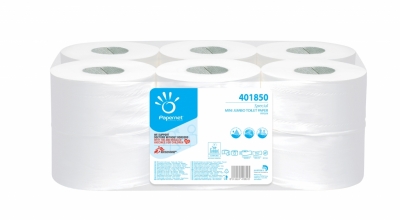 Papier Toilette Mini Jumbo, Cellulose Pure, Blanc (Pack de 12) Papernet 